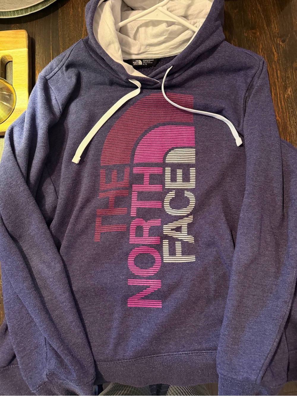 The North Face Purple Pullover Hoodie with Pink Logo